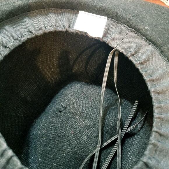 Black Heavy Felt Tie Adjustable Hat, Small Black Band Wool Blend One Size - Picture 6 of 6